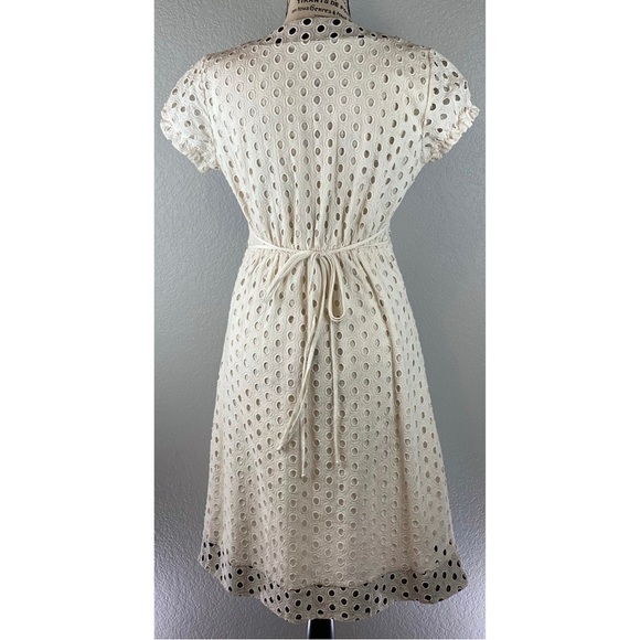 Olian Clothing Women's Cream 100% Cotyon Eyelet Dress with Black Trim Small - Picture 2 of 6